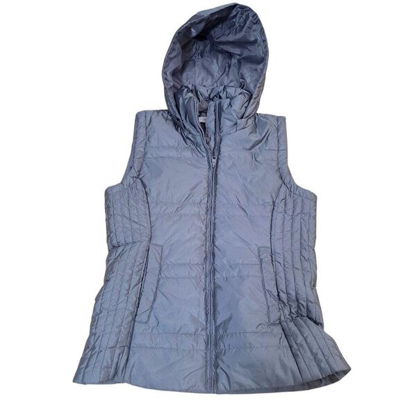 New York & Co Women's Grey Hooded Puffer Vest Fall Winter Outdoor Sz Small - Picture 7 of 9
